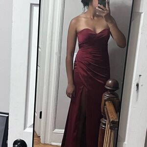 Red Strapless Sweetheart Gown for prom
